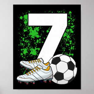 Affiche Garçon 7 ans Fête 7ème Anniversaire Footballeur Bi