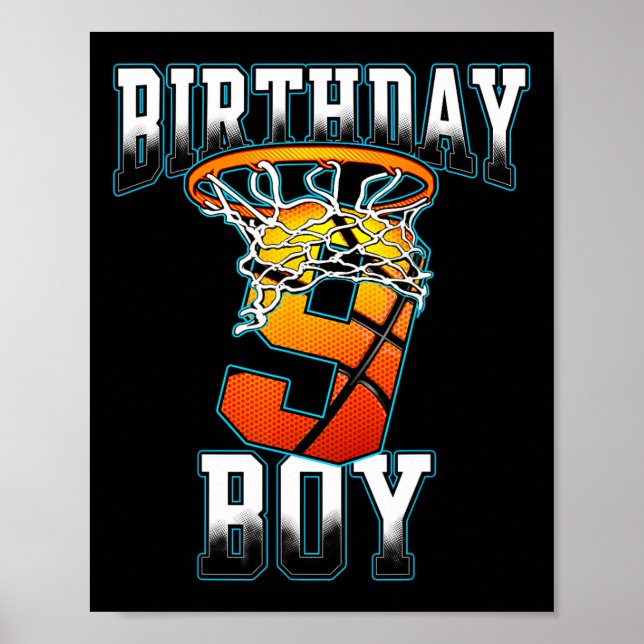 Affiche Garçon 9 Ans Cadeaux Anniversaire Bysketbyll Perso (Devant)
