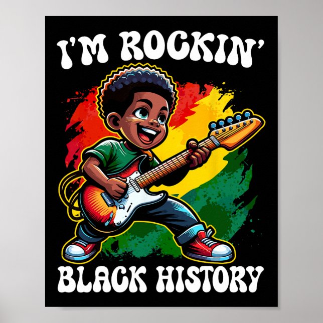 Affiche Garçon Afro Noir Je Fais Rock Ce Mois de l'Histoir (Devant)
