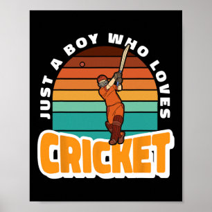 Affiche Garçon aime le costume de cricket Tsman jouer au c
