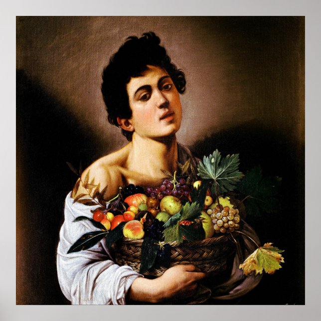 Affiche Garçon avec panier de fruits du Caravaggio (Devant)
