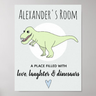 Affiche Garçon bébé gribouillis dinosaure T-Rex avec nom d