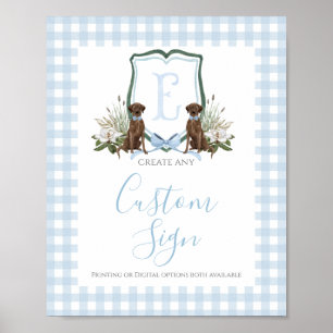 Affiche Garçon Bleu Prépa Chien Fête de Naissance Panneau