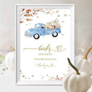 Affiche Garçon Citrouille Livres D'automne Pour Bébé Signe