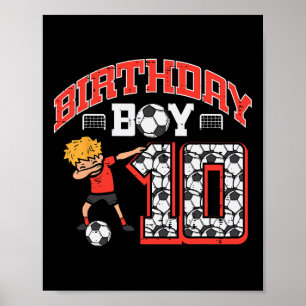 Affiche Garçon d'anniversaire 10 Football Dab 10e Fête d'a
