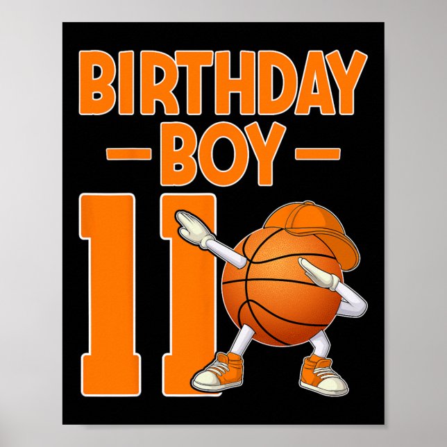 Affiche Garçon d'anniversaire 11 ans Dabbing Sketll 11e an (Devant)