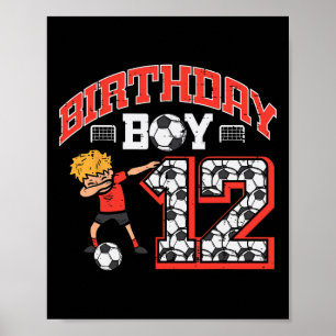 Affiche Garçon d'anniversaire 12 Football Dab 12 ans Fête 