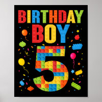 Garçon d'anniversaire 5 ans Blocs de construction