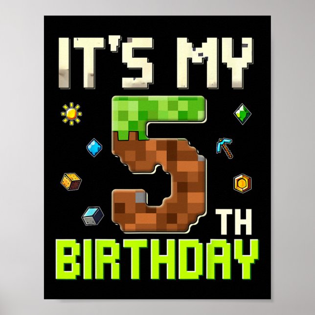 Affiche Garçon d'anniversaire drôle C'est mon 5ème anniver (Devant)