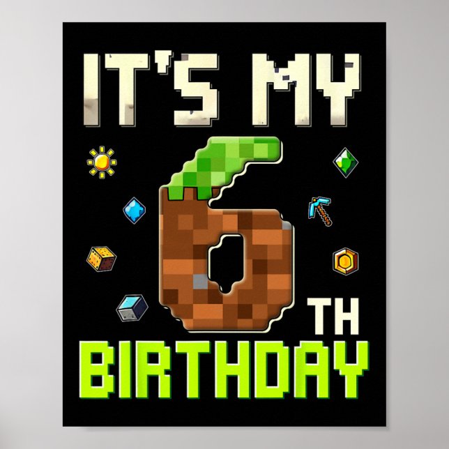 Affiche Garçon d'anniversaire drôle C'est mon 6ème anniver (Devant)