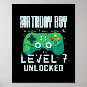 Affiche Garçon d'anniversaire Enfants Niveau 7 Débloqué Ma