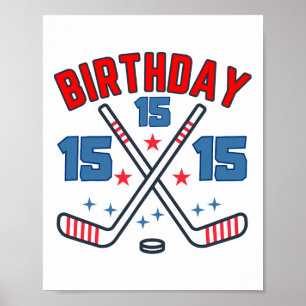 Affiche Garçon d'anniversaire Quinze Hockey sur glace 15e
