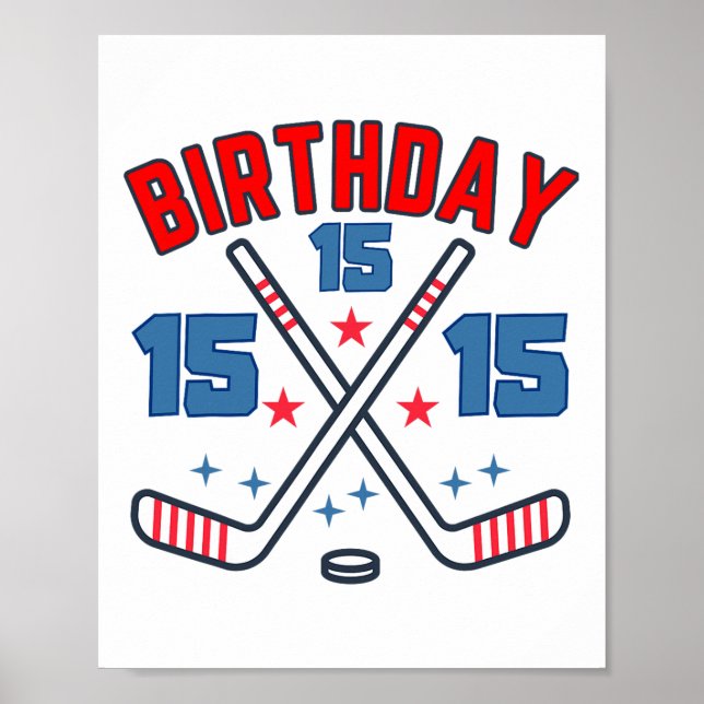 Affiche Garçon d'anniversaire Quinze Hockey sur glace 15e  (Devant)