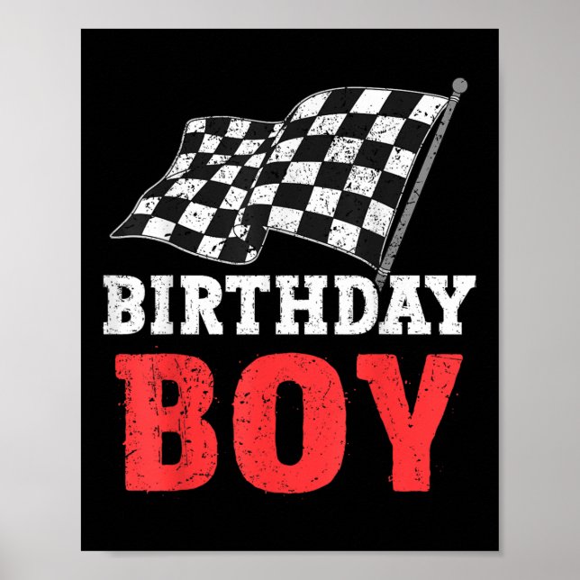 Affiche Garçon d'anniversaire Voiture de course Course aut (Devant)