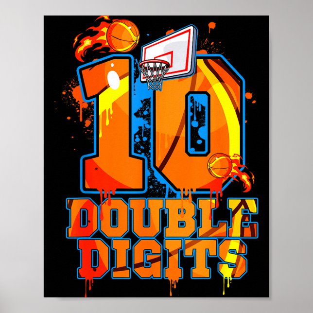 Affiche Garçon de 10 ans pour anniversaire à double chiffr (Devant)