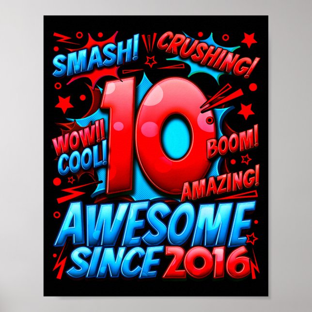 Affiche Garçon de 10 ans pour garçons 10e anniversaire gar (Devant)