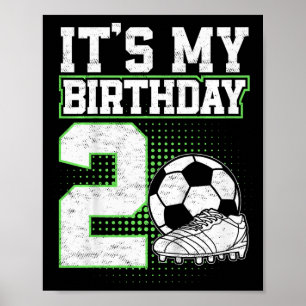 Affiche Garçon de 2 ans footballeur C'est mon 2e anniversa
