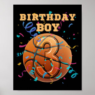 Affiche Garçon de 3 ans, troisième anniversaire Joueurs de