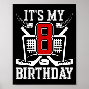 Affiche Garçon de 8 ans pour anniversaire de hockey sur gl
