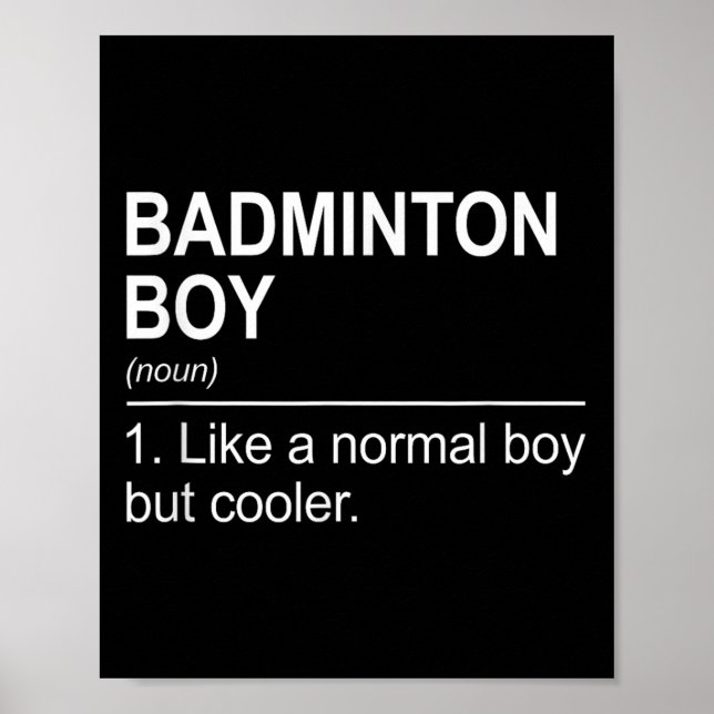 Affiche Garçon de badminton Nom Définition Volant Badminto (Devant)