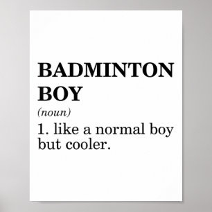 Affiche Garçon de badminton Nom Définition Volant Badminto