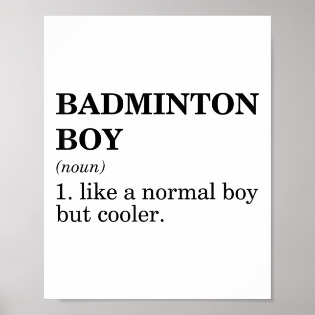 Affiche Garçon de badminton Nom Définition Volant Badminto (Devant)