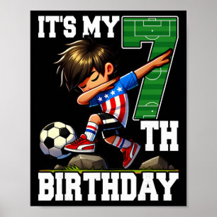 Affiche Garçon de football C'est mon 7e anniversaire Drape