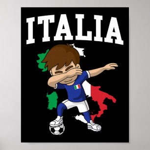 Affiche Garçon de football italien Italie Drapeau Carte Sp