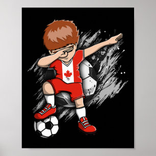 Affiche Garçon de football qui Dabbing - Maillot canadien