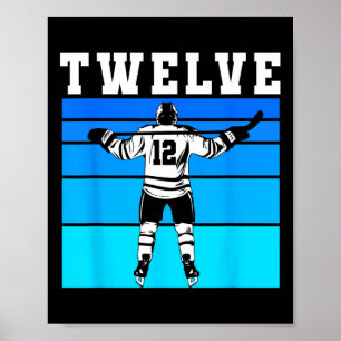 Affiche Garçon de hockey 12e anniversaire Douze Hockey sur