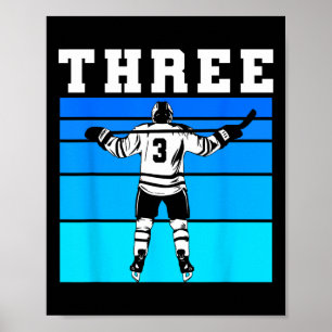 Affiche Garçon de hockey 3e anniversaire Trois anniversair