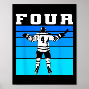 Affiche Garçon de hockey 4e anniversaire Quatre anniversai