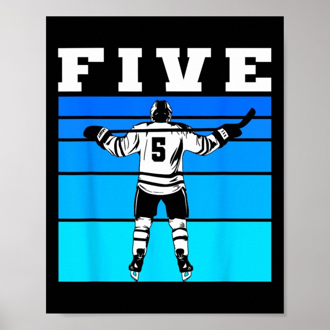 Affiche Garçon de hockey 5e anniversaire Cinq anniversaire (Devant)