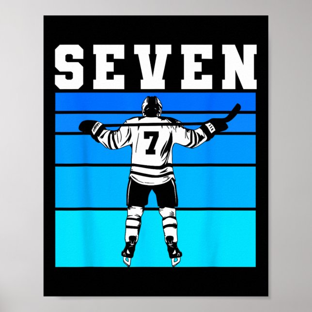 Affiche Garçon de hockey 7e anniversaire Sept anniversaire (Devant)