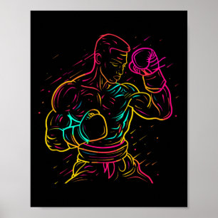 Affiche Garçon de kickboxing dessinant un kickboxeur des a