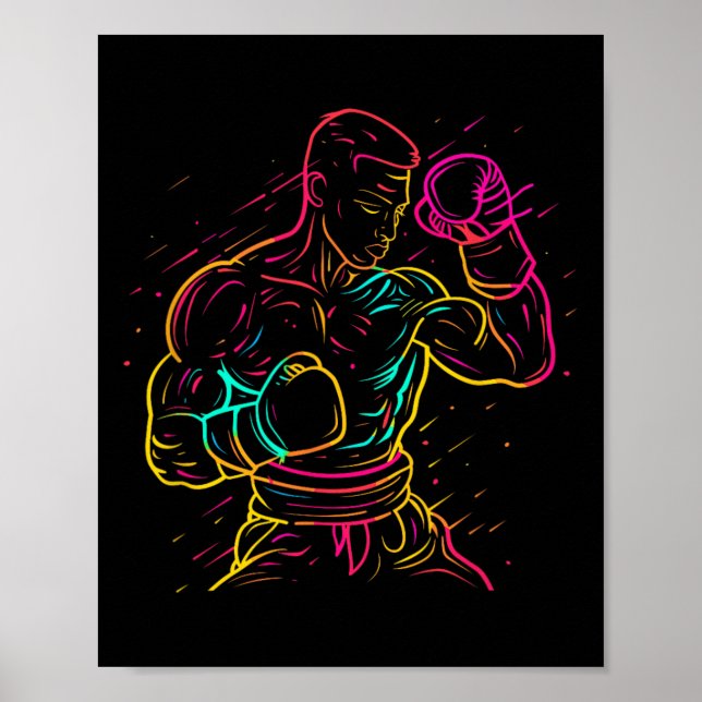 Affiche Garçon de kickboxing dessinant un kickboxeur des a (Devant)