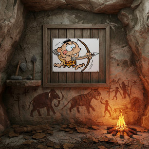 Affiche Garçon de la grotte avec arc et flèche