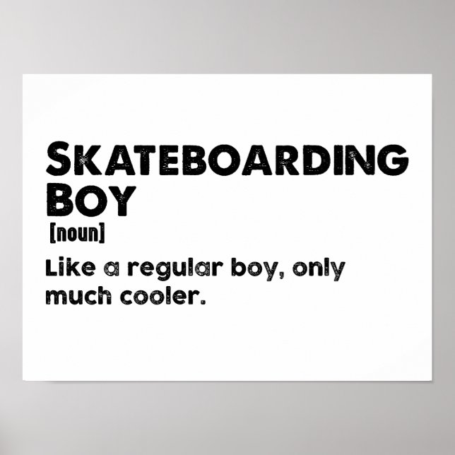 Affiche Garçon de planche à roulettes Définition drôle Pla (Devant)