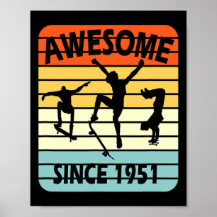 Affiche Garçon de skateboard de 70 ans incroyable depuis 1
