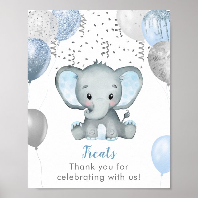 Affiche Garçon Elephant Aquarelle Baby shower Traitements (Devant)