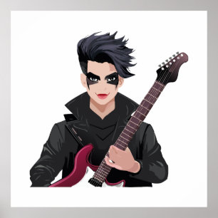 Affiche Garçon emo aux cheveux noirs