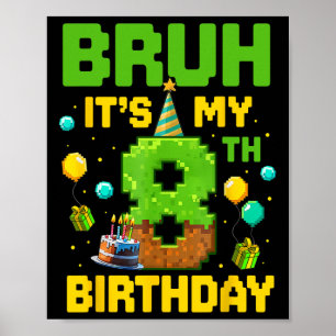 Affiche Garçon Enfant Anniversaire Drôle C'est Mon 8e Anni