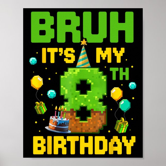 Affiche Garçon Enfant Anniversaire Drôle C'est Mon 8e Anni (Devant)