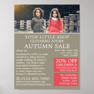 Affiche Garçon et fille, Boutique de vêtements pour enfant