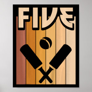 Affiche Garçon Fille Anniversaire 5 Ans Cricket 5ème Anniv