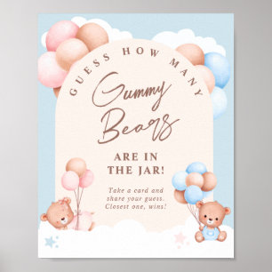 Affiche Garçon Fille Jumeaux Teddy Bear Devinez Combien De