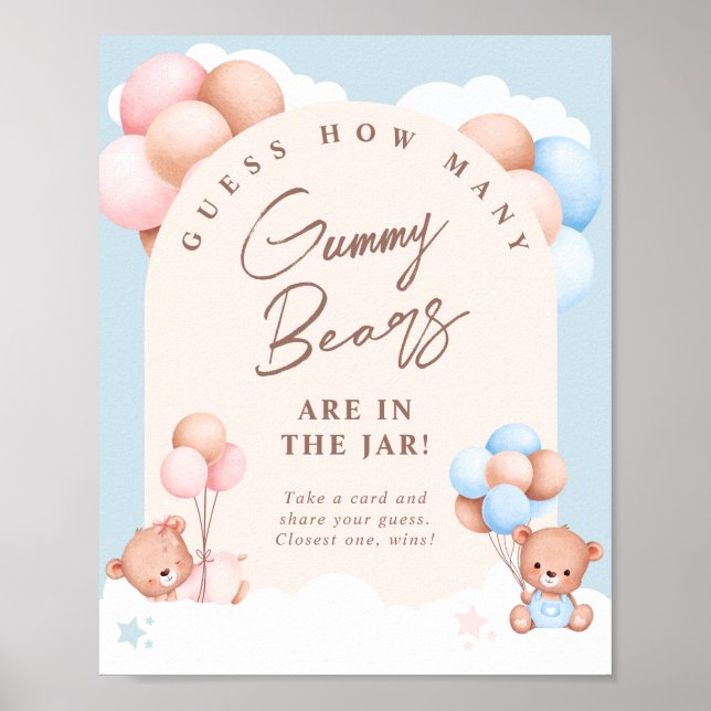 Affiche Garçon Fille Jumeaux Teddy Bear Devinez Combien De (Devant)