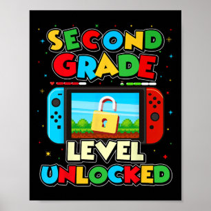 Affiche Garçon gamer enfant niveau 2e année débloqué Ck T