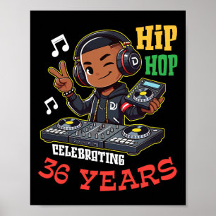 Affiche Garçon Hip Hop Célébrant 36 Ans Joyeux Anniversair