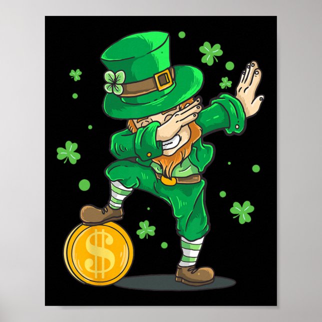 Affiche Garçon irlandais faisant le dab Leprechaun Drôle S (Devant)